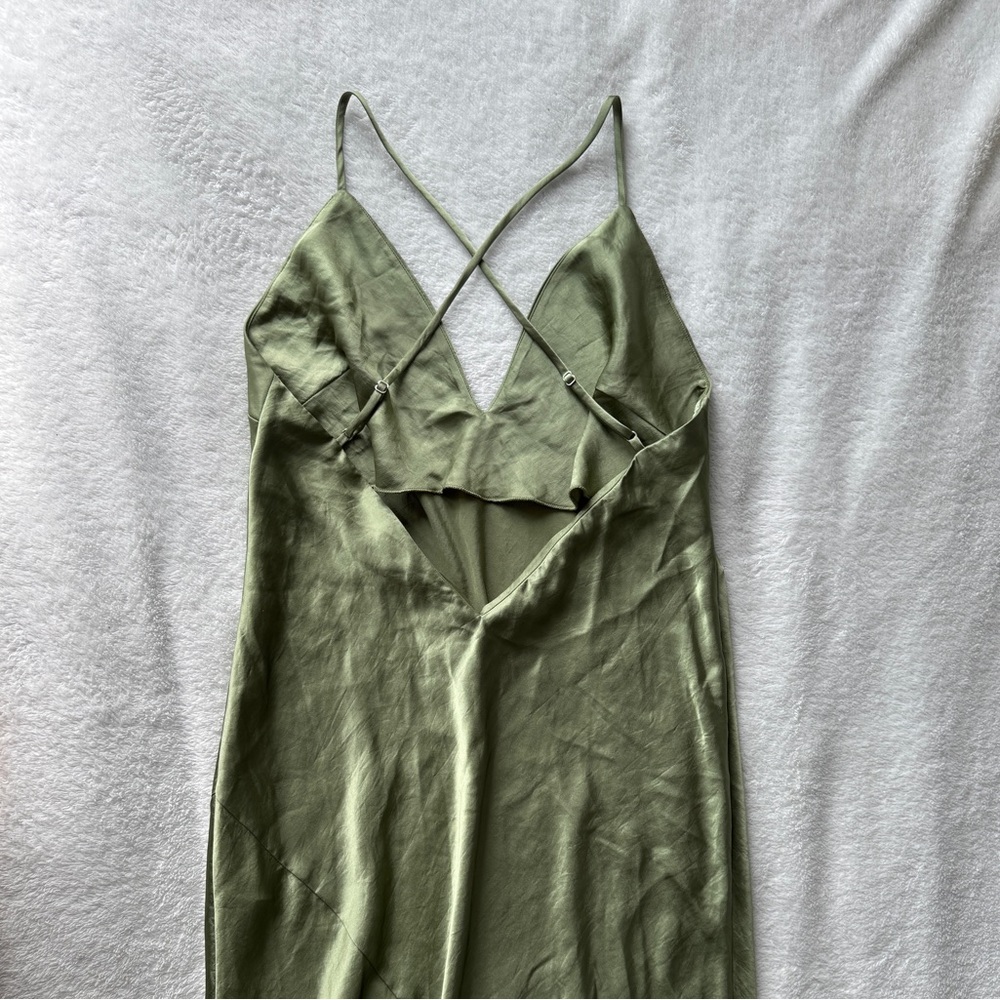 Aritzia Olive Green Backless Slip Dress - Picture 2 of 2